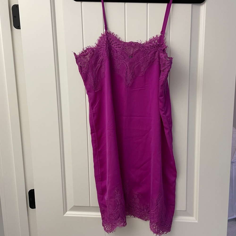 Magenta Lacey slip dress